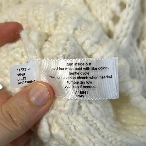 Lane Bryant Open-Knit Long Sleeve Sweater NWT Women's Sz 14/16 Cream Wool Blend - Picture 6 of 7